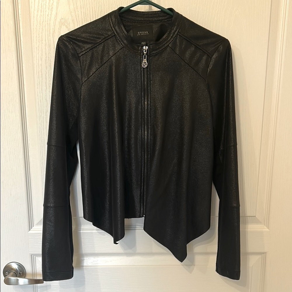 Guess Faux Leather Jacket Asymmetrical Jacket Small
